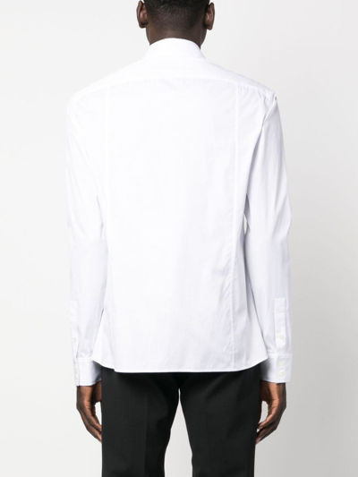 Balmain Cotton Poplin Shirt With Embroidery On The Breast Pocket In White