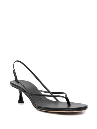 Studio Amelia 50mm Wishbone Leather Sandals In Black