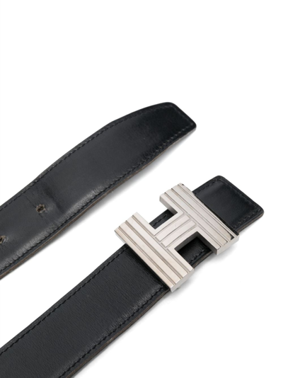 Pre-owned Hermes 2000  Cadena H Reversible Belt In Black