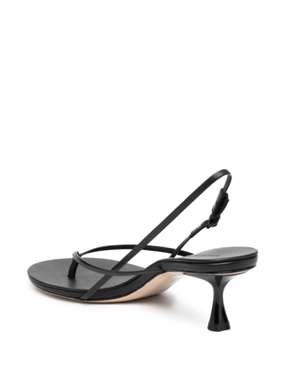 Studio Amelia 50mm Wishbone Leather Sandals In Black