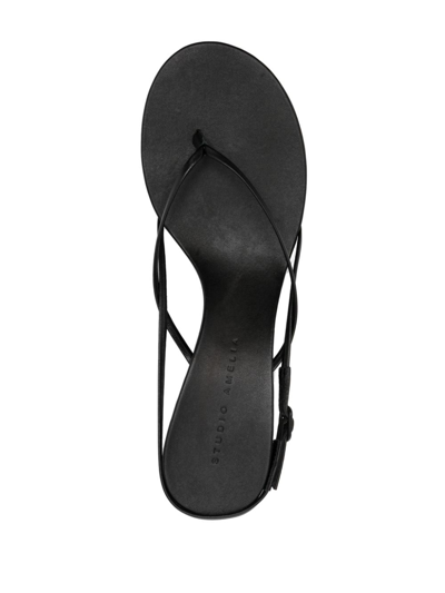Studio Amelia 50mm Wishbone Leather Sandals In Black
