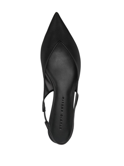 Shop Studio Amelia Razor Slingback Ballerina Shoes In Black