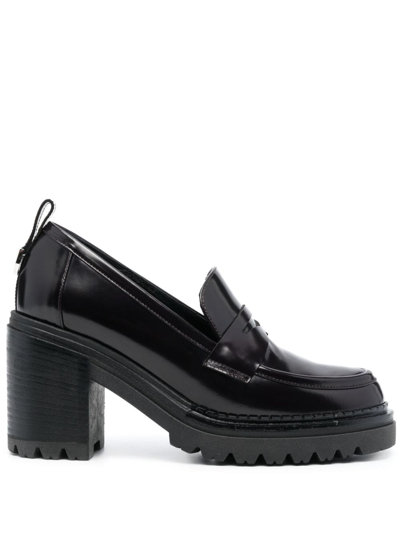Sergio Rossi Joan 80mm Penny-slot Leather Loafers In Red