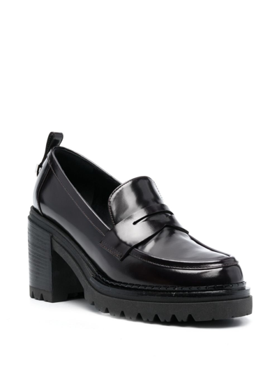 Sergio Rossi Joan 80mm Penny-slot Leather Loafers In Red