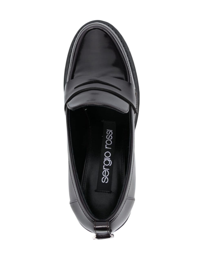 Sergio Rossi Joan 80mm Penny-slot Leather Loafers In Red