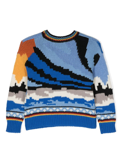 Shop Dsquared2 Graphic-print Long-sleeve Jumper In Blue