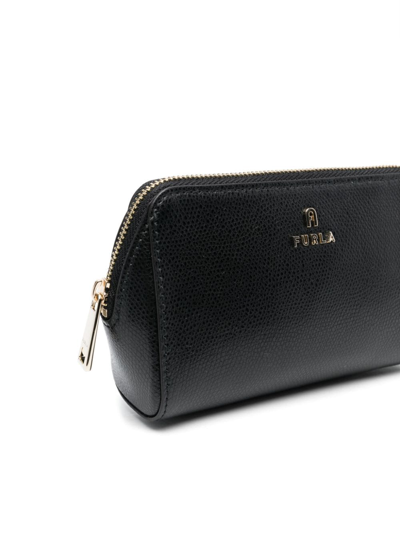 Furla Continental Leather Make Up Bag In Black