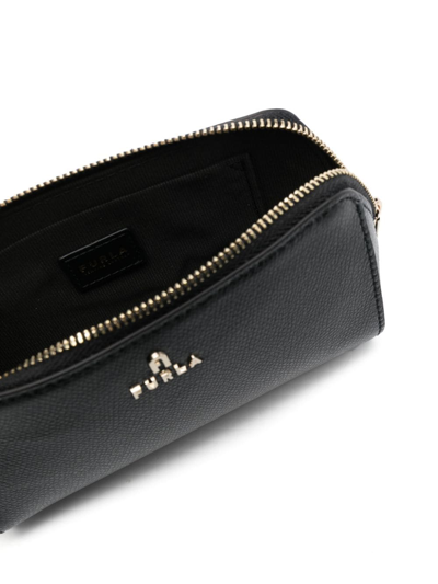 Furla Continental Leather Make Up Bag In Black