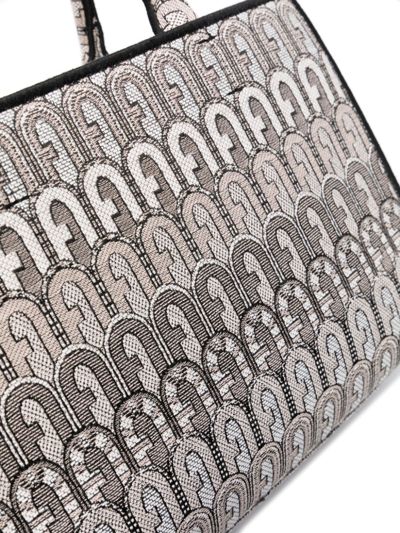 Shop Furla Opportunity Monogram-jacquard Tote Bag In Neutrals