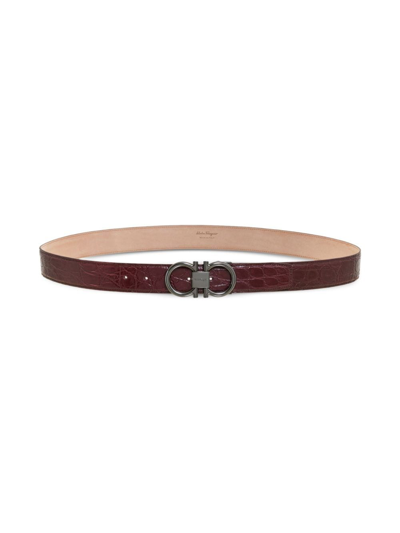 Shop Ferragamo Gancini Adjustable Leather Belt In Brown