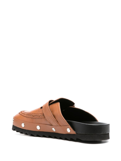 Shop Claudie Pierlot Braided Leather Loafer Clogs In Brown