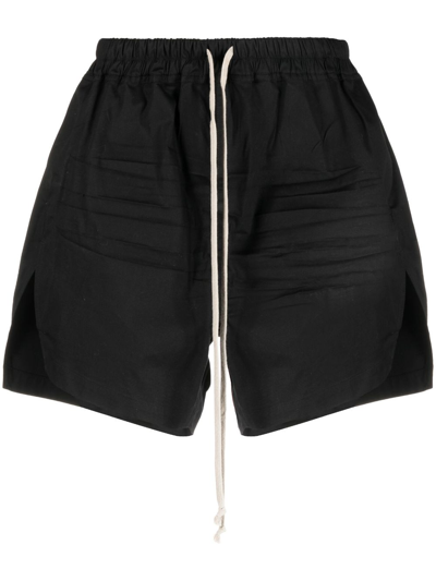 Shop Rick Owens Drawstring Cotton Shorts In Black