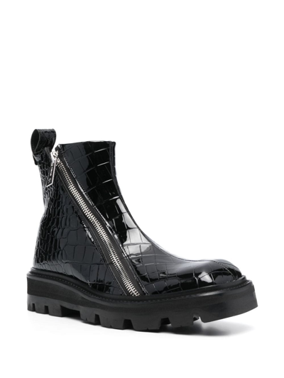 Shop Gmbh Selim Mock-croc Ankle Boots In Black