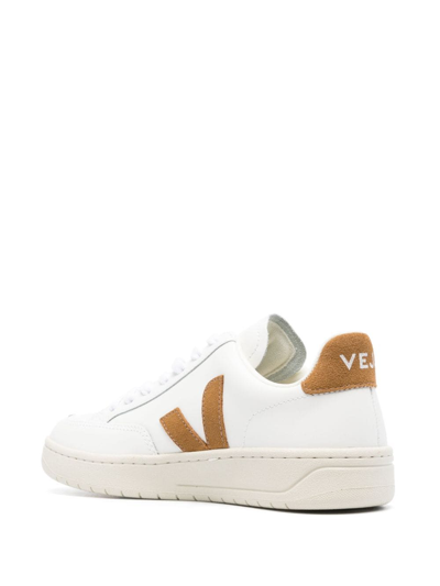 Veja V-12 Leather And Suede Sneakers In White
