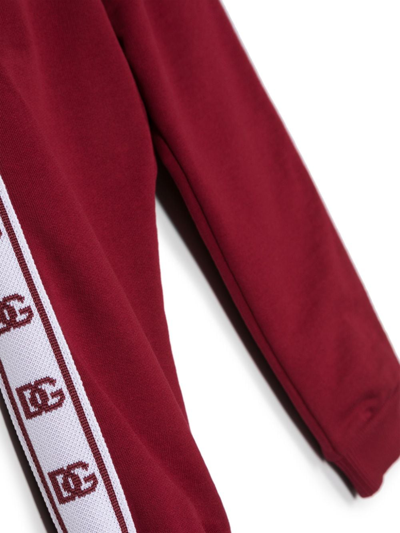 Shop Dolce & Gabbana Logo-embellished Cotton Track Pants In Red