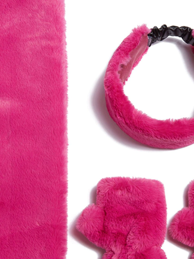 Shop Apparis Abby Faux-fur Scarf Set In Pink