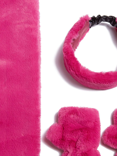 Apparis Abby Faux-fur Scarf Set In Pink
