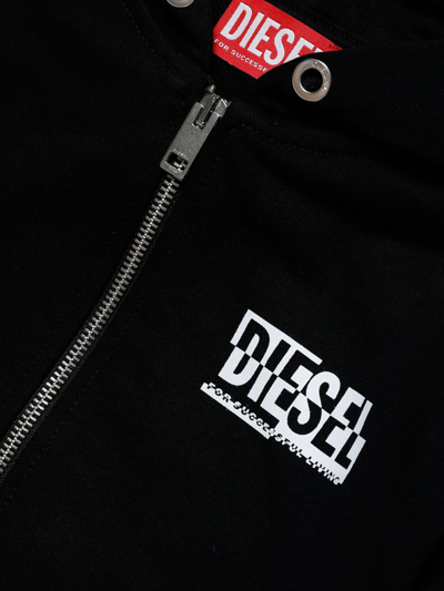 Shop Diesel Logo-print Zip-up Hoodie In Black