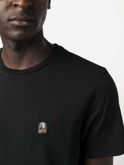 Shop Parajumpers Logo-patch Cotton T-shirt In Black