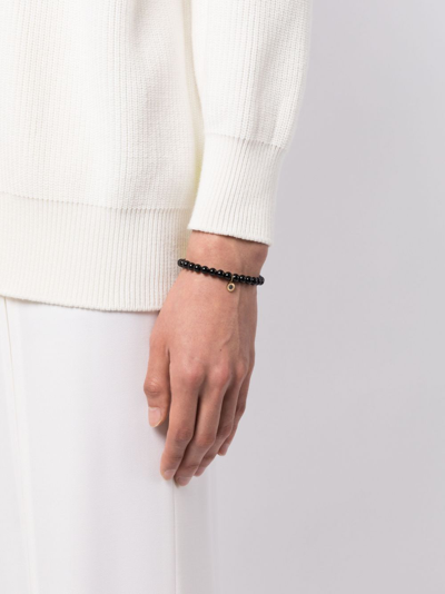 Sydney Evan 14k Yellow Gold Onyx Charm Bead Bracelet In Black