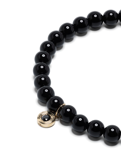Sydney Evan 14k Yellow Gold Onyx Charm Bead Bracelet In Black