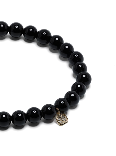 Sydney Evan 14k Yellow Gold Onyx Charm Bead Bracelet In Black
