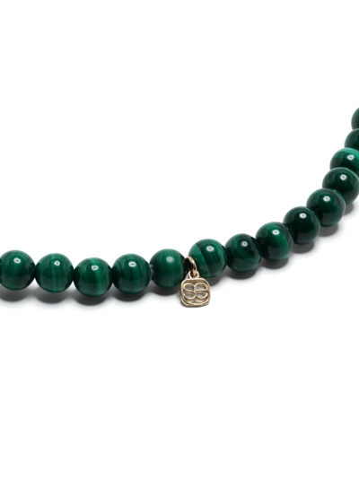 Sydney Evan 14kt Yellow Gold Malachite And Diamond Beaded Necklace In Green