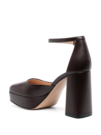 Shop Gianvito Rossi Vian Glove 105mm Leather Pumps In Brown