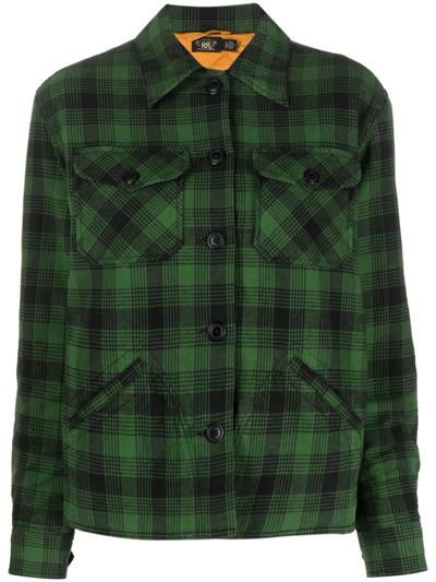 Rrl Check-pattern Shirt Jacket In Green