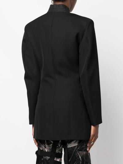 Shop Armarium No-lapels Virgin Wool Blazer In Black