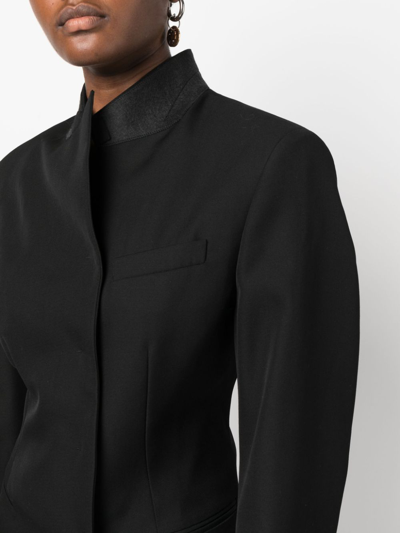 Shop Armarium No-lapels Virgin Wool Blazer In Black