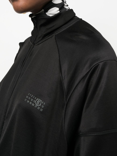 Shop Mm6 Maison Margiela High-neck Zip-up Sweatshirt In Black