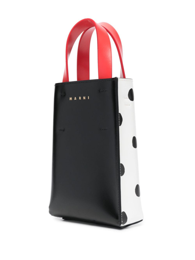 Marni Mini Museo Polka-dot Leather Bag In White