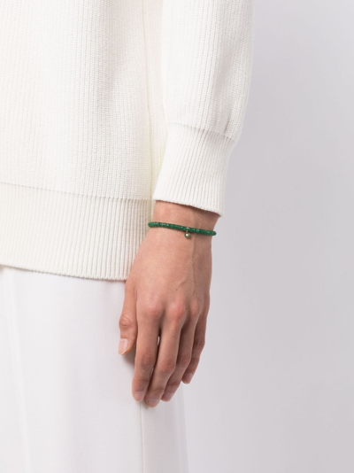 Sydney Evan 14kt Yellow Gold Aventurine Beaded Bracelet In Green