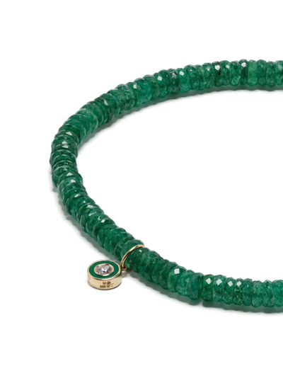 Sydney Evan 14kt Yellow Gold Aventurine Beaded Bracelet In Green