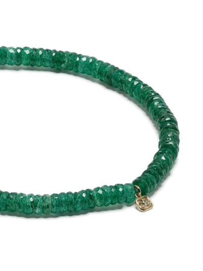 Shop Sydney Evan 14kt Yellow Gold Aventurine Beaded Bracelet In Green