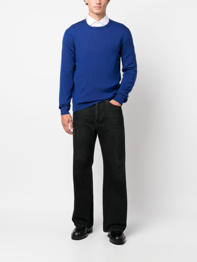 Shop Fay Crew-neck Wool Jumper In Blue