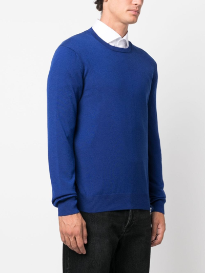 Fay Crew-neck Virgin-wool Jumper In Blue