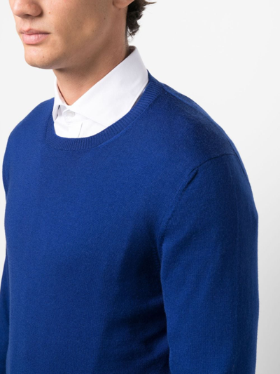 Fay Crew-neck Virgin-wool Jumper In Blue