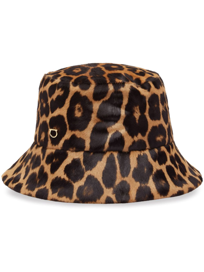 Shop Ferragamo Leopard-print Pony Hair Bucket Hat In Neutrals