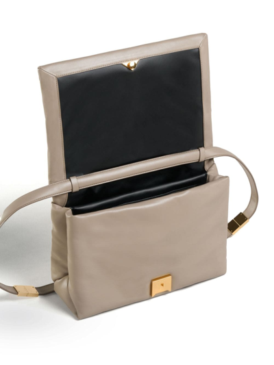 Shop Marni Large Prisma Leather Shoulder Bag In Brown