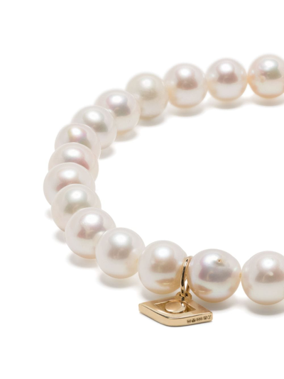 Shop Sydney Evan 14kt Yellow Gold Evil Eye Pearl Bracelet In White