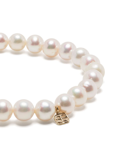 Sydney Evan 14kt Yellow Gold Evil Eye Pearl Bracelet In White