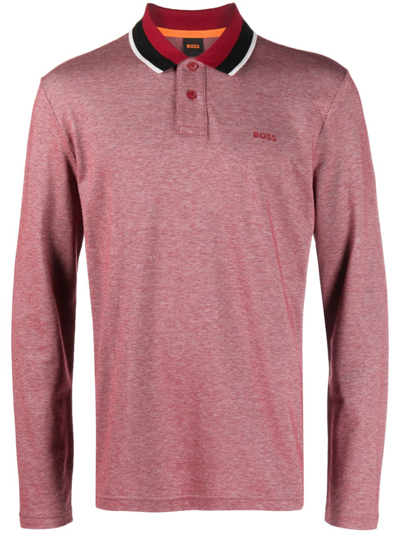 Shop Hugo Boss Logo-print Cotton Polo Shirt In Red