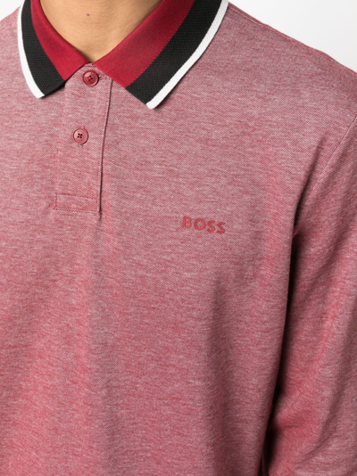 Shop Hugo Boss Logo-print Cotton Polo Shirt In Red