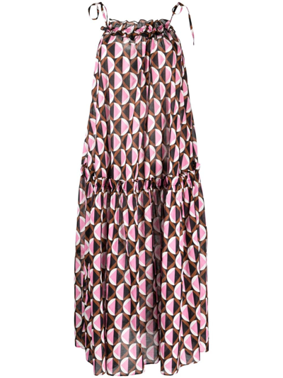 Shop Cynthia Rowley Geometric-print Ruffled Dress In Pink