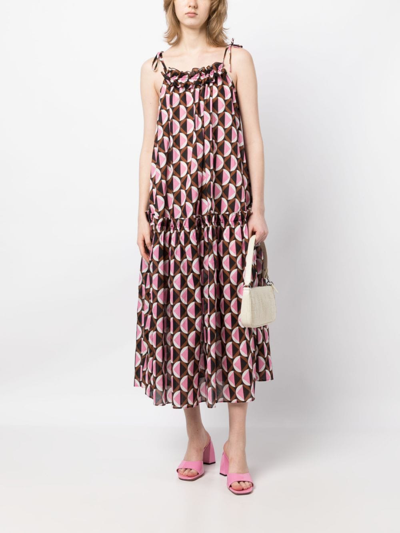 Shop Cynthia Rowley Geometric-print Ruffled Dress In Pink