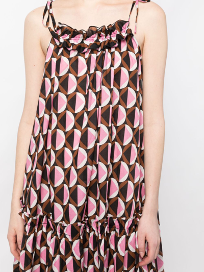 Shop Cynthia Rowley Geometric-print Ruffled Dress In Pink