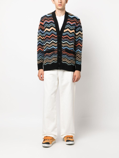 Missoni Zig Zag Wool Cardigan In Black