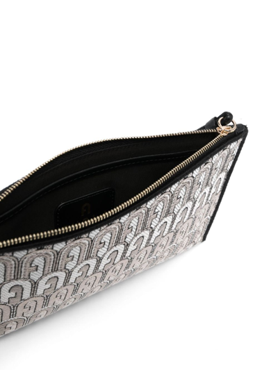 Shop Furla Toni Envelope Jacquard Clutch Bag In Black